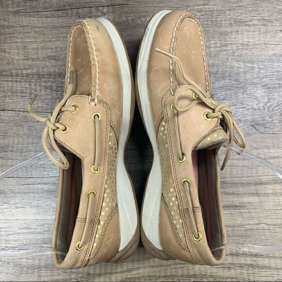 Sperry Top-Sider “Intrepid” Women's Leather~Dot Linen/Gold~Boat Shoes~Size 7.5 - Picture 7 of 11